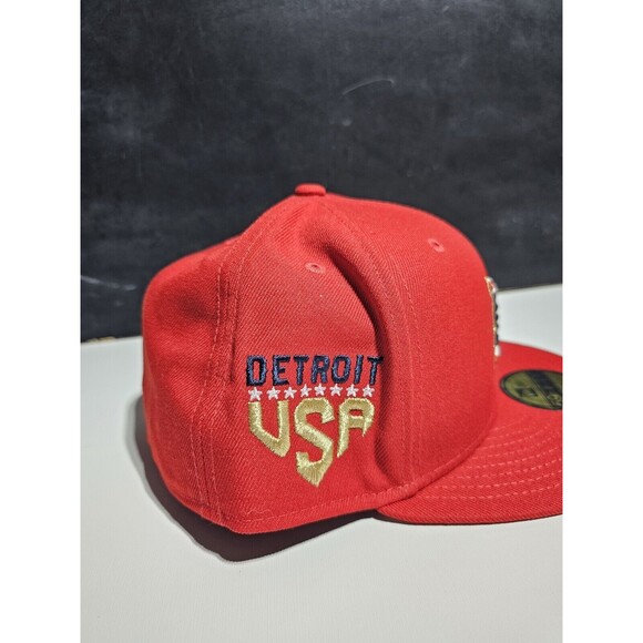 New MLB Baseball Detroit Tigers USA RED  4th Of July New Era 59fifty 7 1/2 HAT - Picture 2 of 7